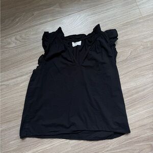 Xirena Women’s Black Bex Ruffle Top Black Sz XS EUC 100% Cotton